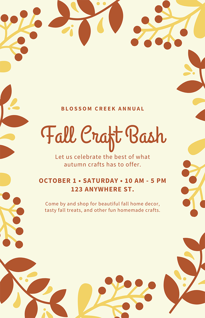 Fall craft bash example flyer